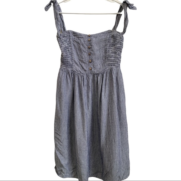 american eagle blue and white striped dress American Eagle Off the Shoulder White and Blue Striped Dress NWT- Size XS